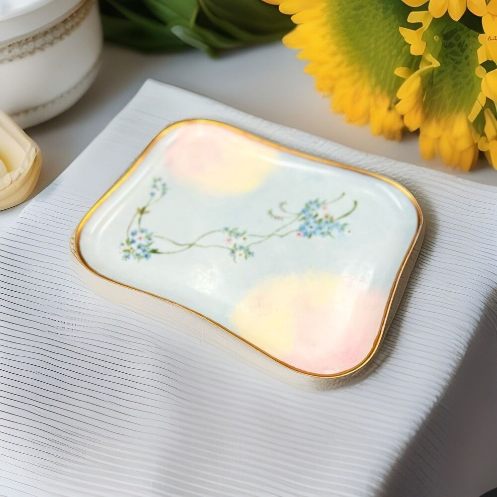 Antique French Limoges Hand Painted Vanity Tray Signed Authentic Limoges